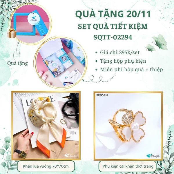 Set Quà Tặng Khăn Lụa Vuông 70*70cm Và Phụ Kiện Cài Khăn Tiết Kiệm (SQTT02294)