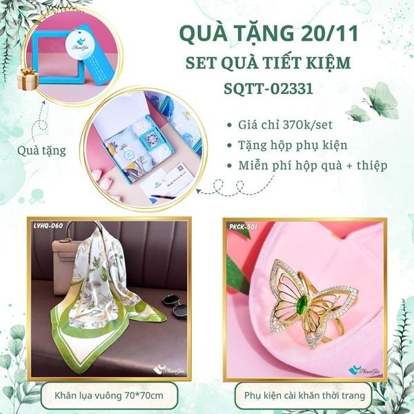 Set Quà Tặng Khăn Lụa Vuông 70*70cm Và Phụ Kiện Cài Khăn Tiết Kiệm (SQTT02331)