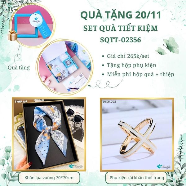 Set Quà Tặng Khăn Lụa Vuông 70*70cm Và Phụ Kiện Cài Khăn Tiết Kiệm (SQTT02356)
