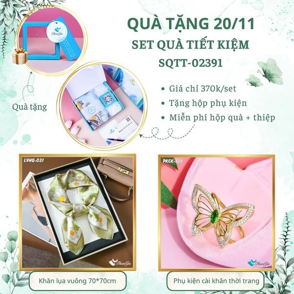 Set Quà Tặng Khăn Lụa Vuông 70*70cm Và Trâm Cài Áo Tiết Kiệm (SQTT02391)
