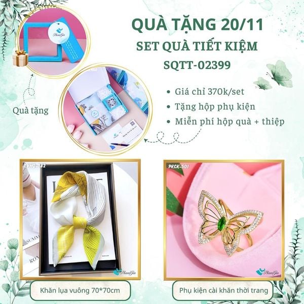 Set Quà Tặng Khăn Lụa Vuông Và Phụ Kiện Cài Khăn Tiết Kiệm (SQTT02399)