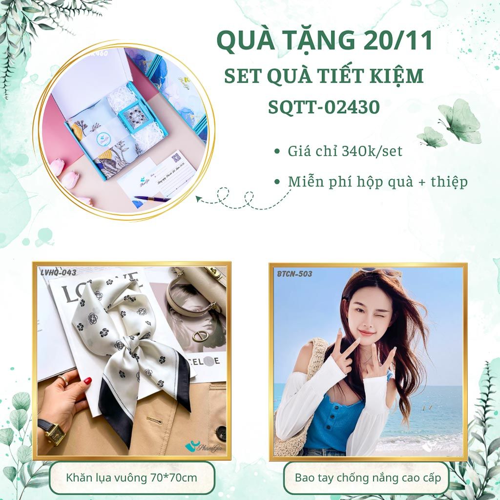 Set Quà Tặng Khăn Lụa Vuông 70*70cm Và Trâm Cài Áo Tiết Kiệm (SQTT02430)