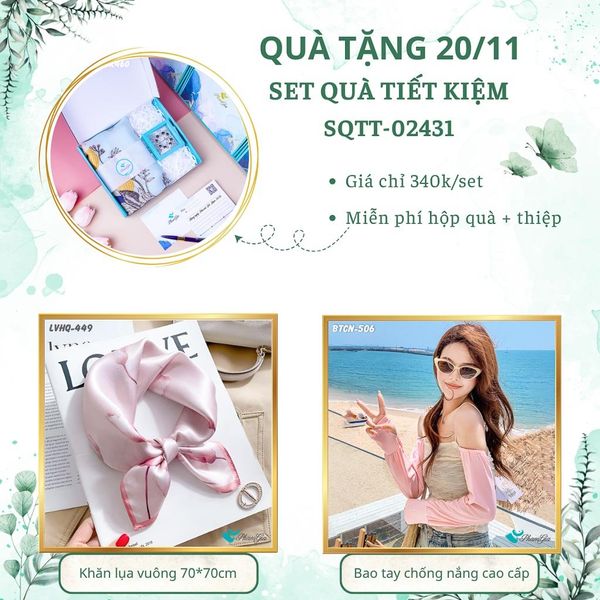 Set Quà Tặng Khăn Lụa Vuông 70*70cm Và Trâm Cài Áo Tiết Kiệm (SQTT02431)