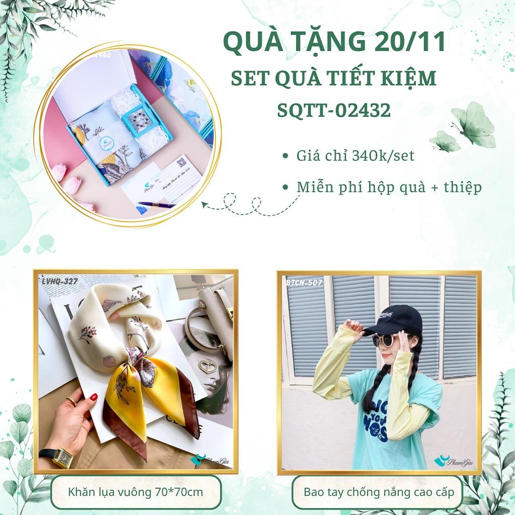 Set Quà Tặng Khăn Lụa Vuông 70*70cm Và Trâm Cài Áo Tiết Kiệm (SQTT02432)