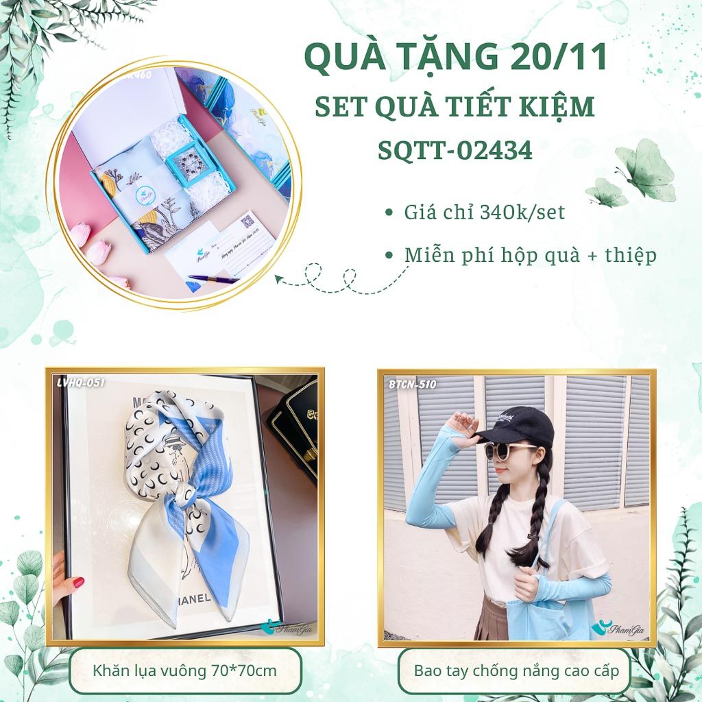 Set Quà Tặng Khăn Lụa Vuông 70*70cm Và Trâm Cài Áo Tiết Kiệm (SQTT02434)