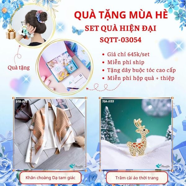 Quà Tặng Mùa Hè - Set Quà Tặng Khăn Dạ Tam Giác Và Ghim Cài Áo Hiện Đại (SQTT03054)