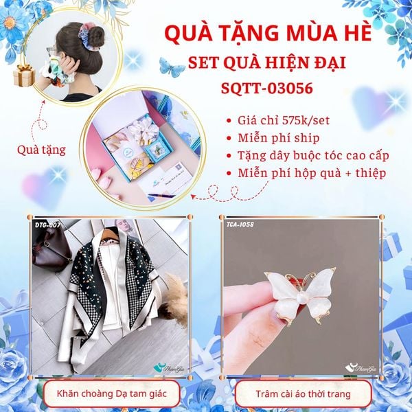 Quà Tặng Mùa Hè - Set Quà Tặng Khăn Dạ Tam Giác Và Ghim Cài Áo Hiện Đại (SQTT03056)