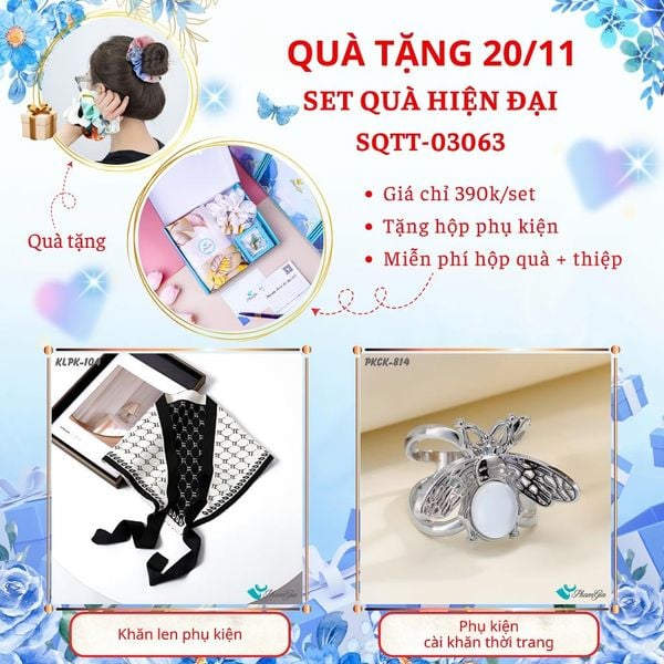 Set Quà Tặng Khăn Dạ Tam Giác Và Ghim Cài Áo Hiện Đại (SQTT03063)