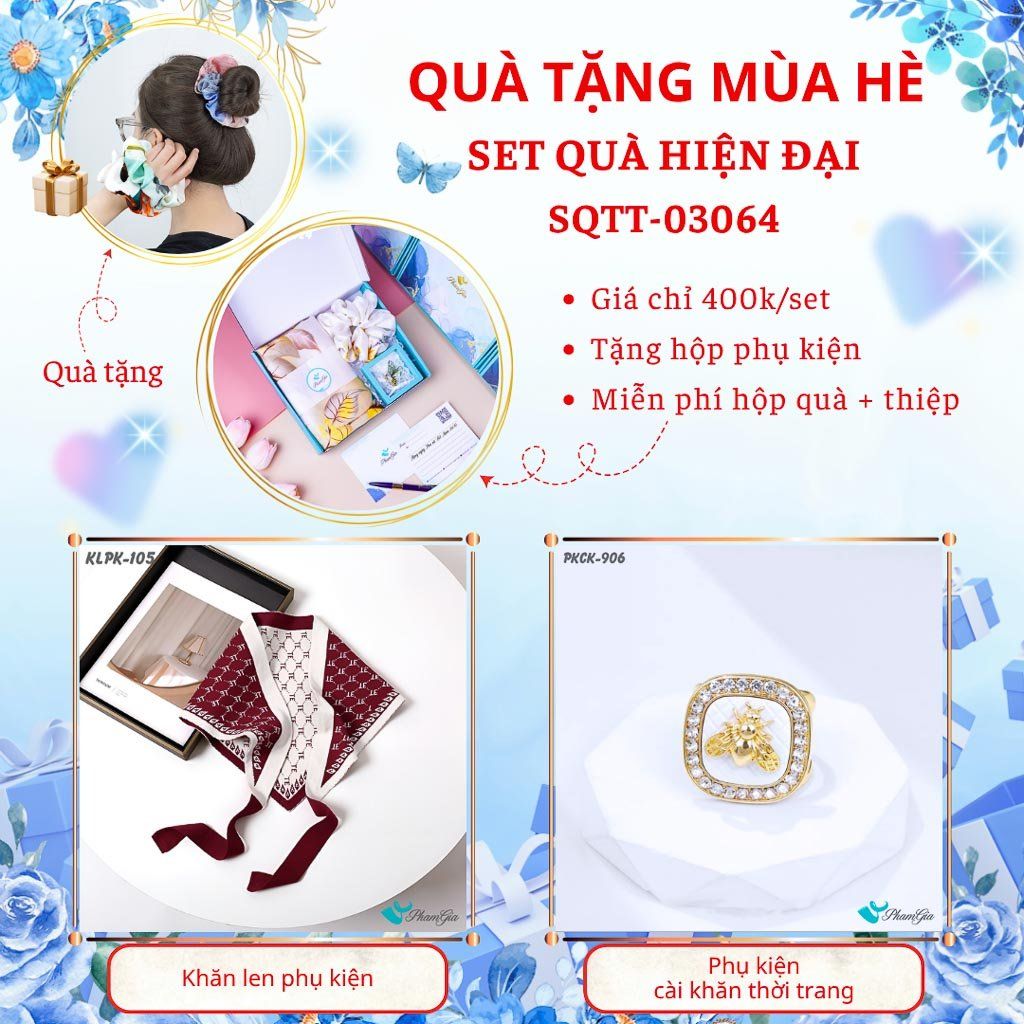 Quà Tặng Mùa Hè - Set Quà Tặng Khăn Dạ Tam Giác Và Ghim Cài Áo Hiện Đại (SQTT03064)