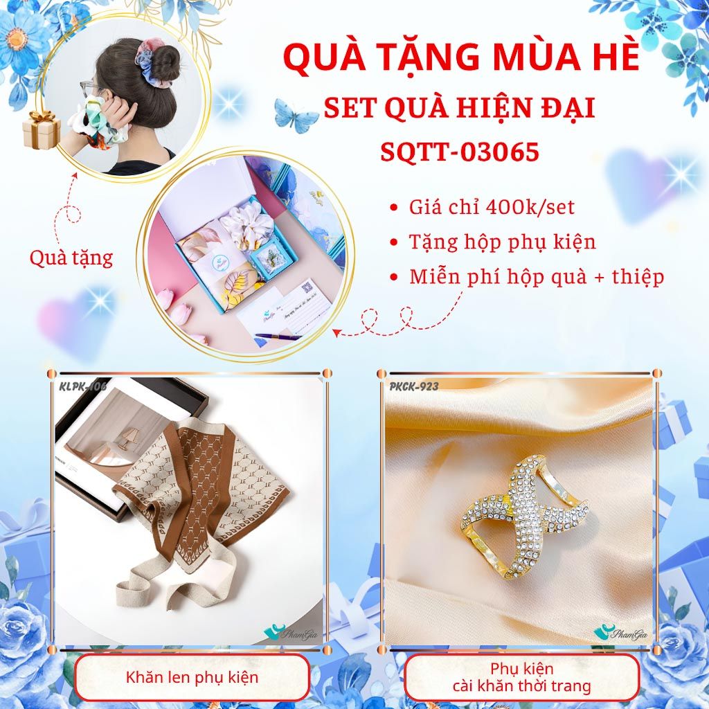 Quà Tặng Mùa Hè - Set Quà Tặng Khăn Dạ Tam Giác Và Ghim Cài Áo Hiện Đại (SQTT03065)
