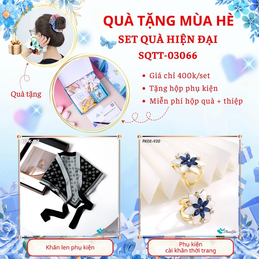 Quà Tặng Mùa Hè - Set Quà Tặng Khăn Dạ Tam Giác Và Ghim Cài Áo Hiện Đại (SQTT03066)