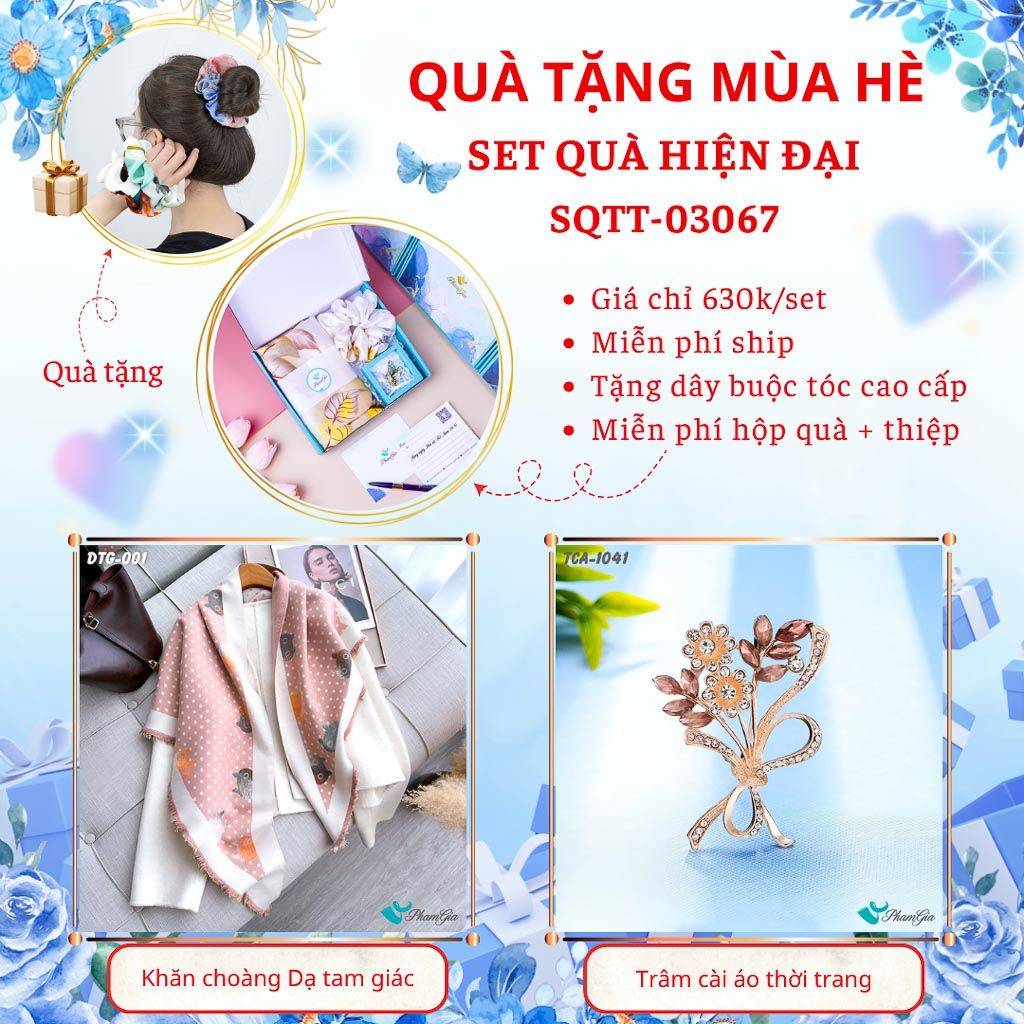 Quà Tặng Mùa Hè - Set Quà Tặng Khăn Dạ Tam Giác Và Ghim Cài Áo Hiện Đại (SQTT03067)