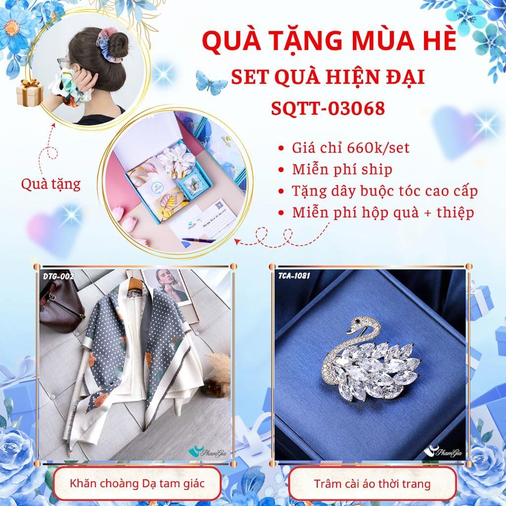 Quà Tặng Mùa Hè - Set Quà Tặng Khăn Dạ Tam Giác Và Ghim Cài Áo Hiện Đại (SQTT03068)