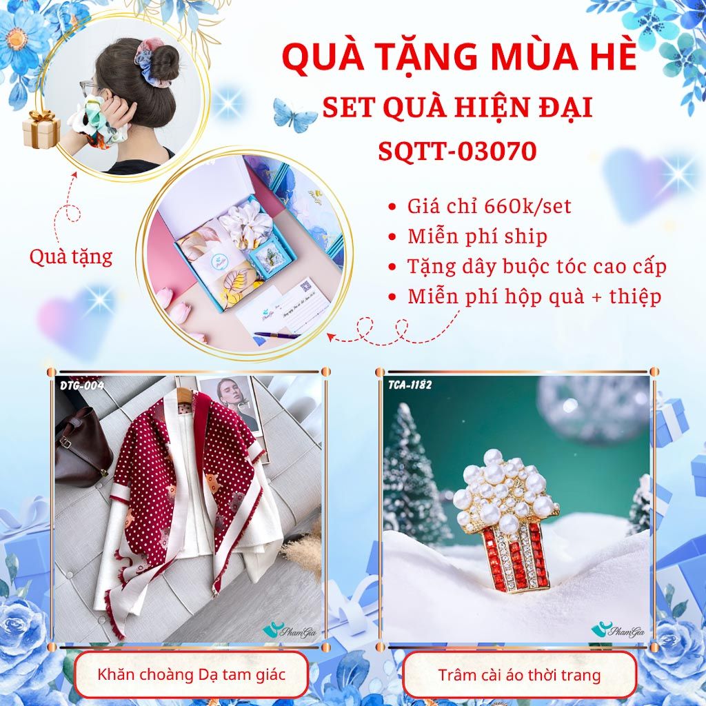 Quà Tặng Mùa Hè - Set Quà Tặng Khăn Dạ Tam Giác Và Ghim Cài Áo Hiện Đại (SQTT03070)