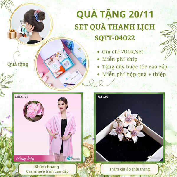 Set Quà Tặng Khăn Cashmere Trơn Và Ghim Cài Áo Thanh Lịch (SQTT04022)