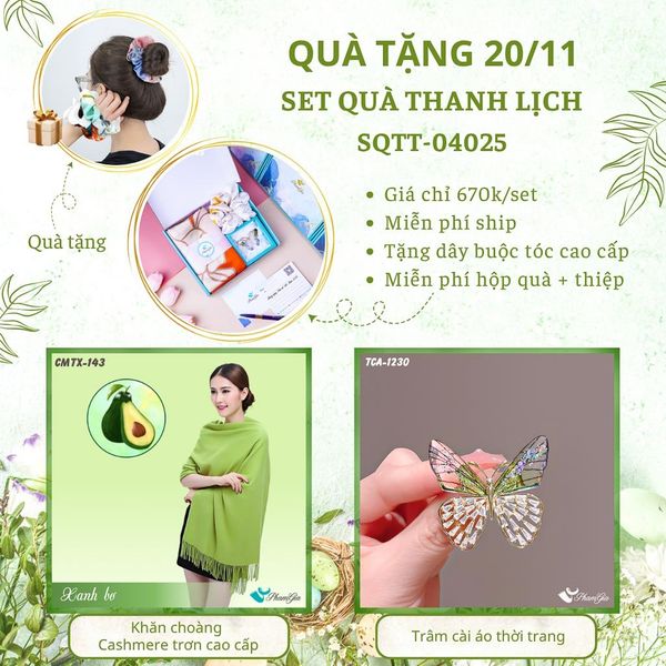 Set Quà Tặng Khăn Cashmere Trơn Và Ghim Cài Áo Thanh Lịch (SQTT04025)