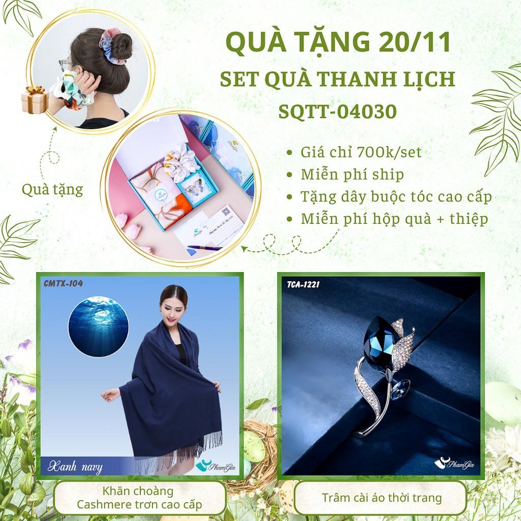 Set Quà Tặng Khăn Cashmere Trơn Và Ghim Cài Áo Thanh Lịch (SQTT04030)