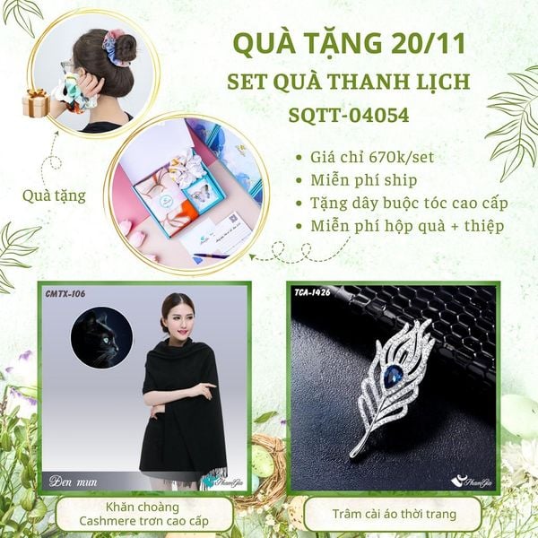 Set Quà Tặng Khăn Cashmere Trơn Và Ghim Cài Áo Thanh Lịch (SQTT04054)
