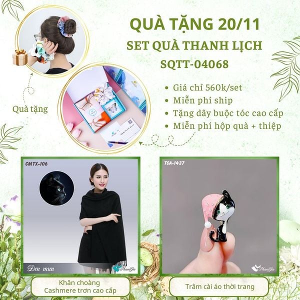 Set Quà Tặng Khăn Cashmere Trơn Và Ghim Cài Áo Thanh Lịch (SQTT04068)