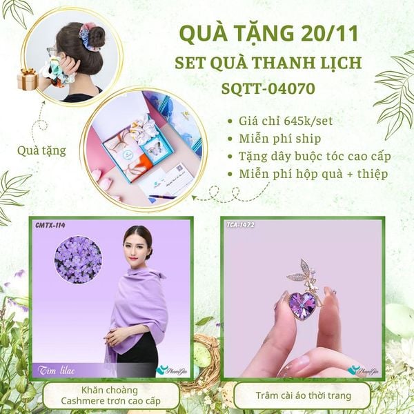 Set Quà Tặng Khăn Cashmere Trơn Và Ghim Cài Áo Thanh Lịch (SQTT04070)