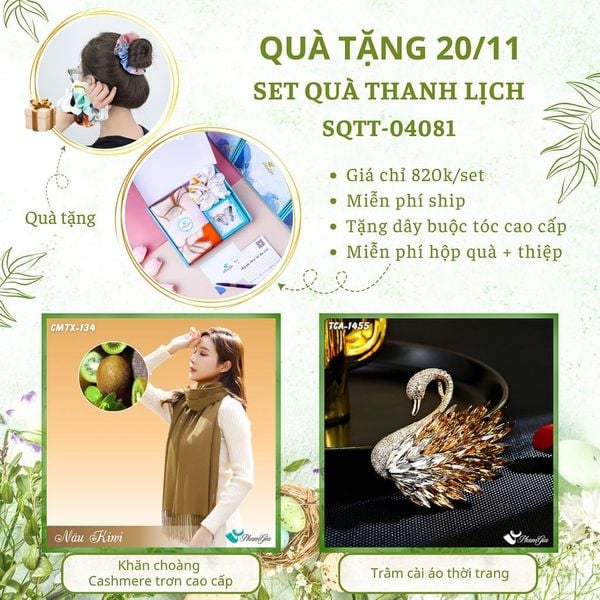 Set Quà Tặng Khăn Cashmere Trơn Và Ghim Cài Áo Thanh Lịch (SQTT04081)