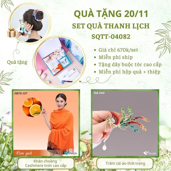 Set Quà Tặng Khăn Cashmere Trơn Và Ghim Cài Áo Thanh Lịch (SQTT04082)