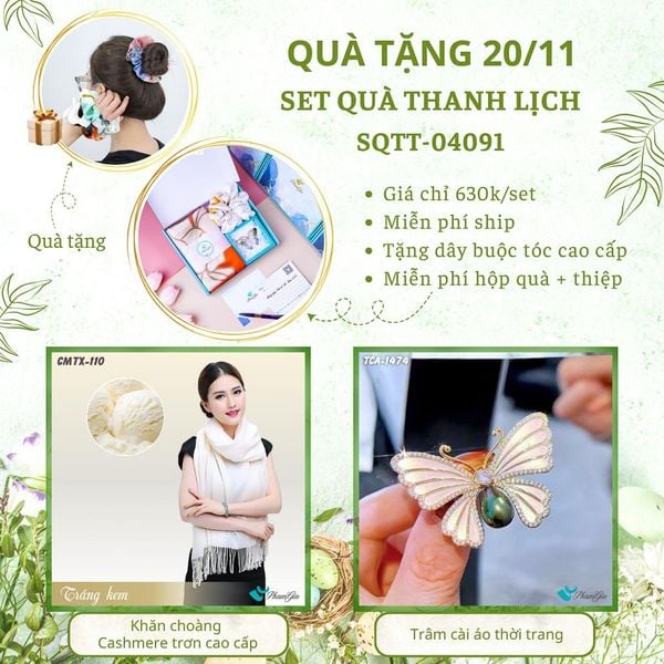 Set Quà Tặng Khăn Cashmere Trơn Và Ghim Cài Áo Thanh Lịch (SQTT04091)