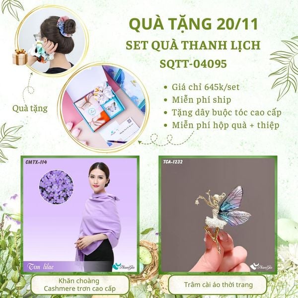 Set Quà Tặng Khăn Cashmere Trơn Và Ghim Cài Áo Thanh Lịch (SQTT04095)