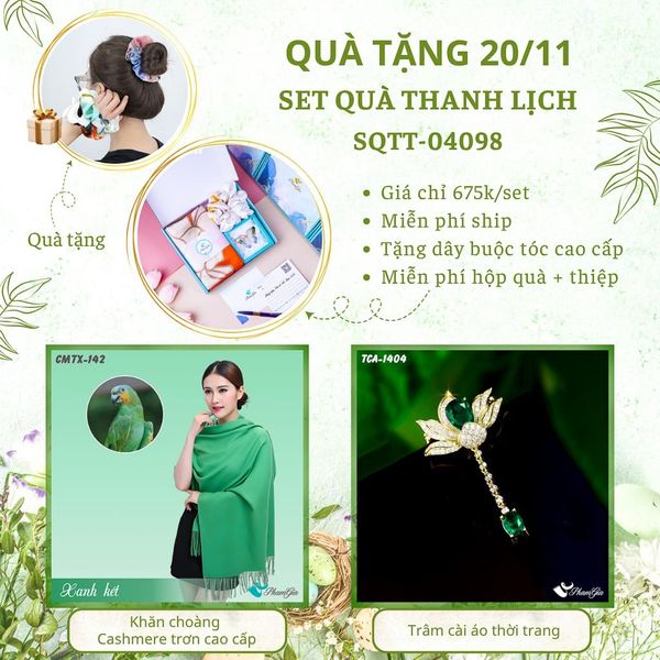Set Quà Tặng Khăn Cashmere Trơn Và Ghim Cài Áo Thanh Lịch (SQTT04098)