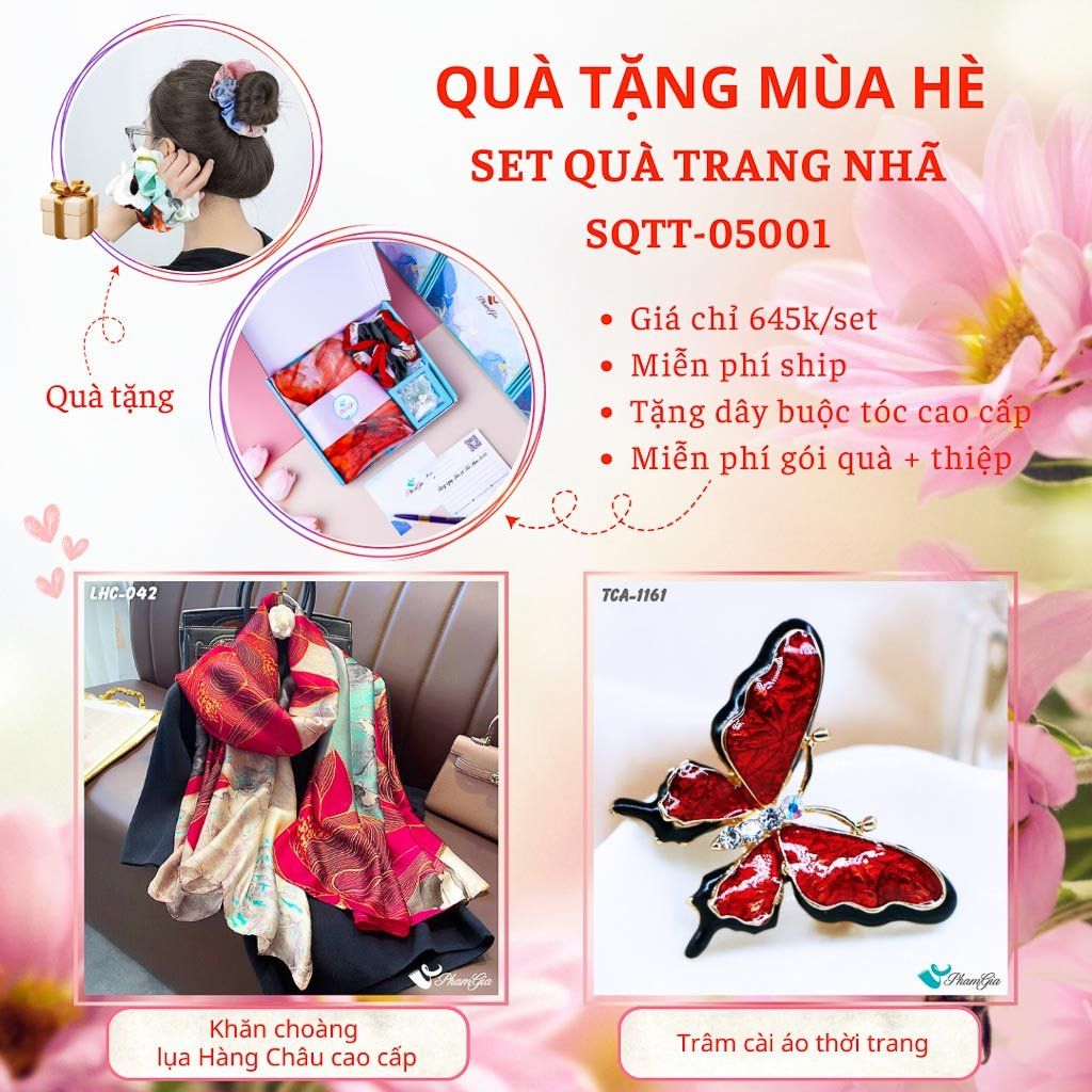 Quà Tặng Mùa Hè - Set Quà Tặng Khăn Lụa Và Ghim Cài Áo Trang Nhã (SQTT05001)