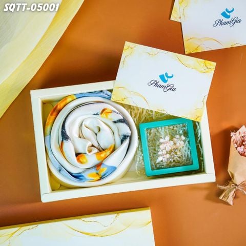 Set Quà Tặng Khăn Choàng Lụa 90*180cm Và Trâm Cài Áo Trang Nhã (SQTT05001)