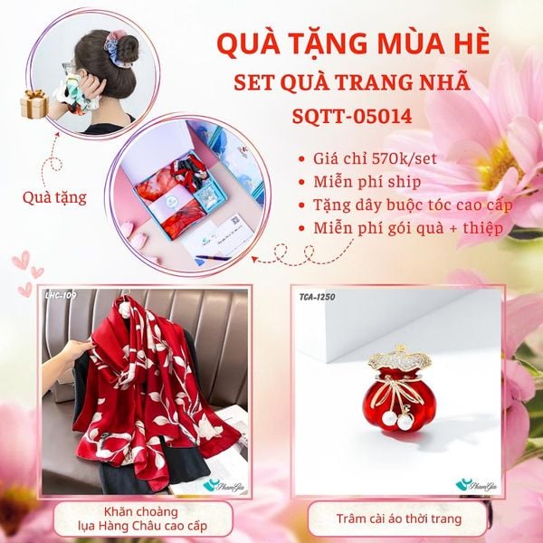 Quà Tặng Mùa Hè - Set Quà Tặng Khăn Lụa Và Ghim Cài Áo Trang Nhã (SQTT05014)