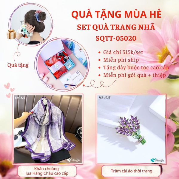 Quà Tặng Mùa Hè - Set Quà Tặng Khăn Lụa Và Ghim Cài Áo Trang Nhã (SQTT05020)