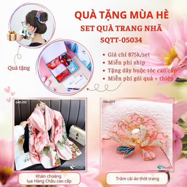 Quà Tặng Mùa Hè - Set Quà Tặng Khăn Lụa Và Ghim Cài Áo Trang Nhã (SQTT05034)
