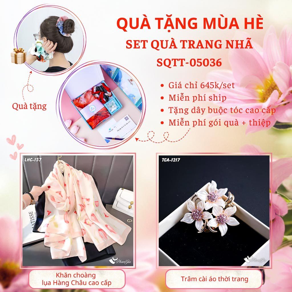 Quà Tặng Mùa Hè - Set Quà Tặng Khăn Lụa Và Ghim Cài Áo Trang Nhã (SQTT05036)