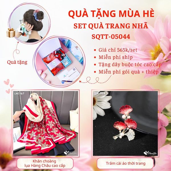 Quà Tặng Mùa Hè - Set Quà Tặng Khăn Lụa Và Ghim Cài Áo Trang Nhã (SQTT05044)