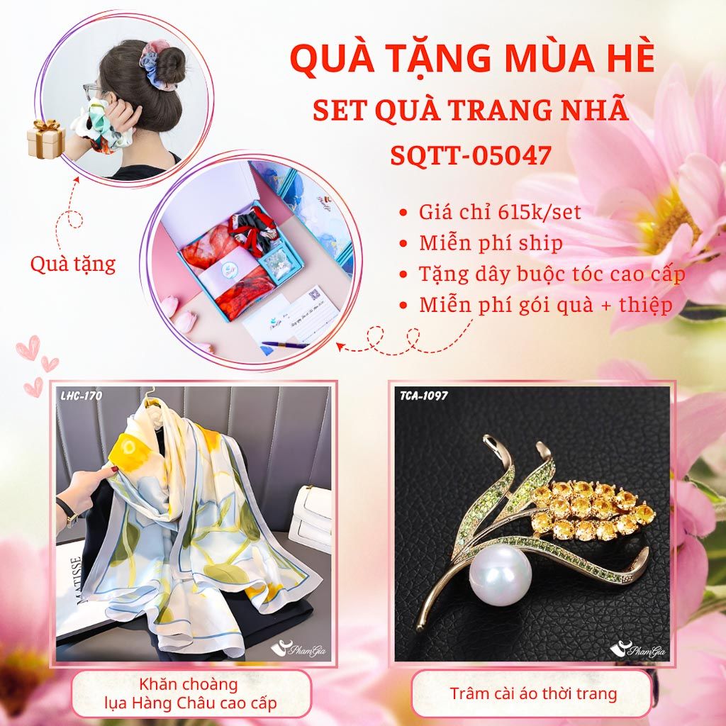 Quà Tặng Mùa Hè - Set Quà Tặng Khăn Lụa Và Ghim Cài Áo Trang Nhã (SQTT05047)