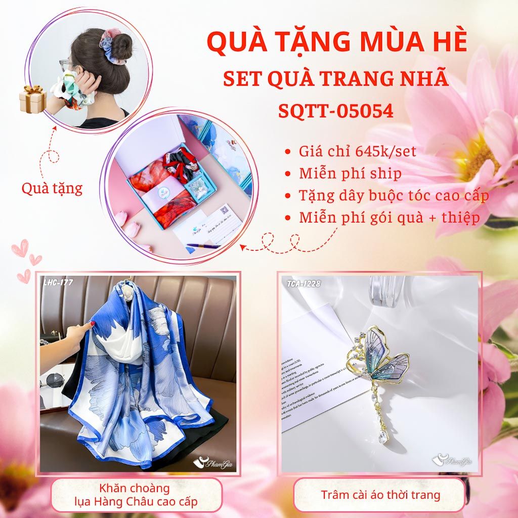 Quà Tặng Mùa Hè - Set Quà Tặng Khăn Lụa Và Ghim Cài Áo Trang Nhã (SQTT05054)
