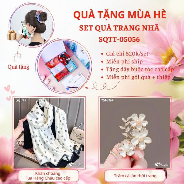 Quà Tặng Mùa Hè - Set Quà Tặng Khăn Lụa Và Ghim Cài Áo Trang Nhã (SQTT05056)