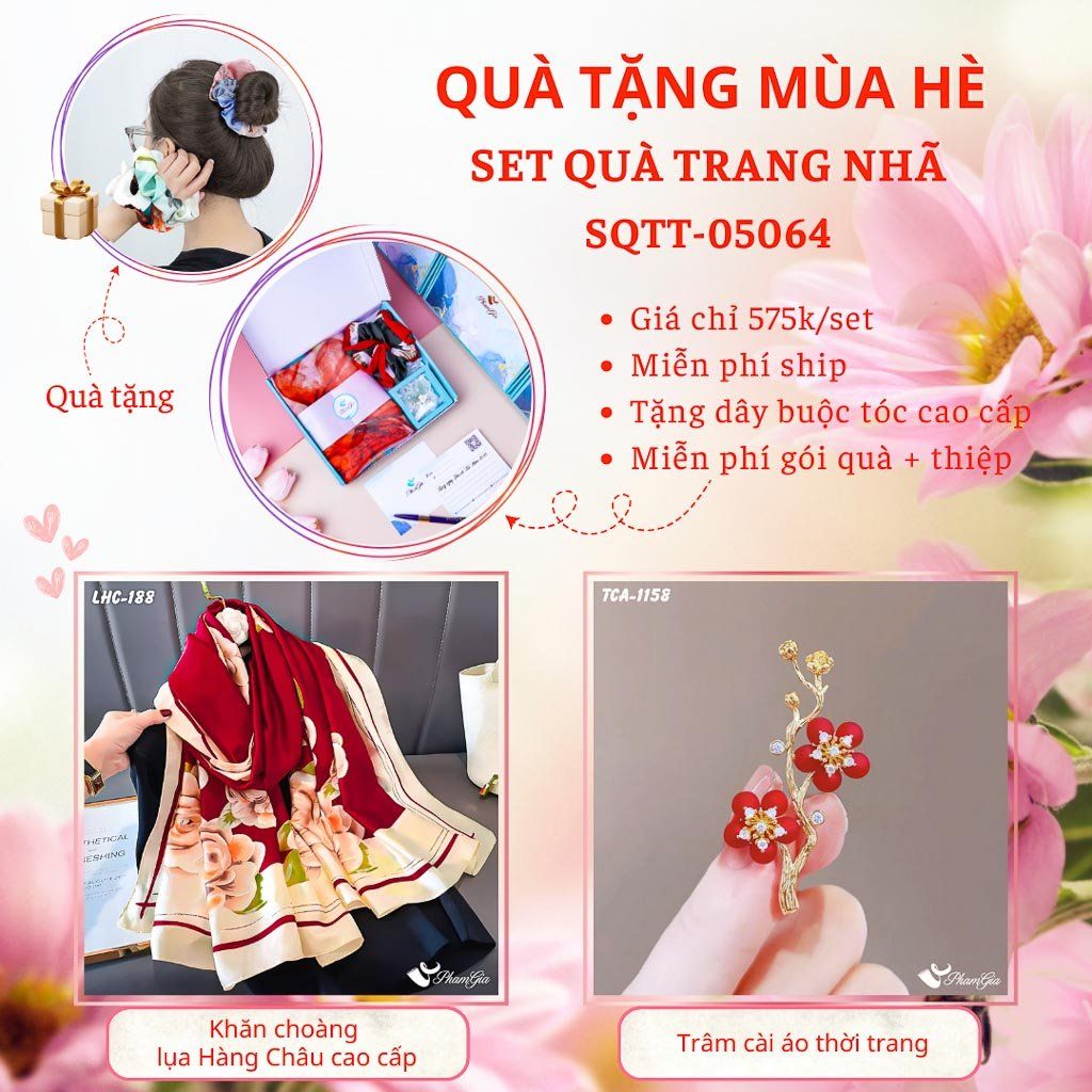 Quà Tặng Mùa Hè - Set Quà Tặng Khăn Lụa Và Ghim Cài Áo Trang Nhã (SQTT05064)