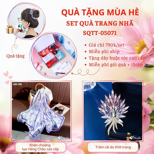 Quà Tặng Mùa Hè - Set Quà Tặng Khăn Lụa Và Ghim Cài Áo Trang Nhã (SQTT05071)