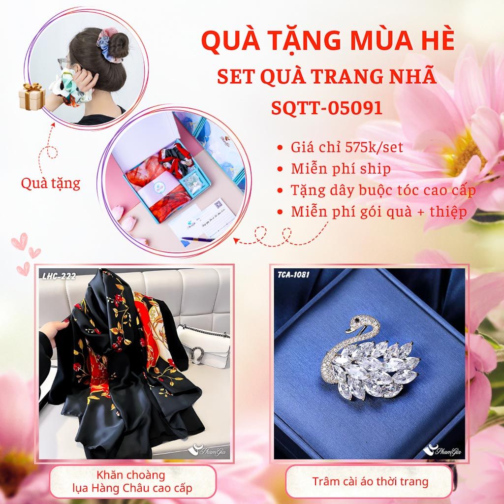 Quà Tặng Mùa Hè - Set Quà Tặng Khăn Lụa Và Ghim Cài Áo Trang Nhã (SQTT05091)