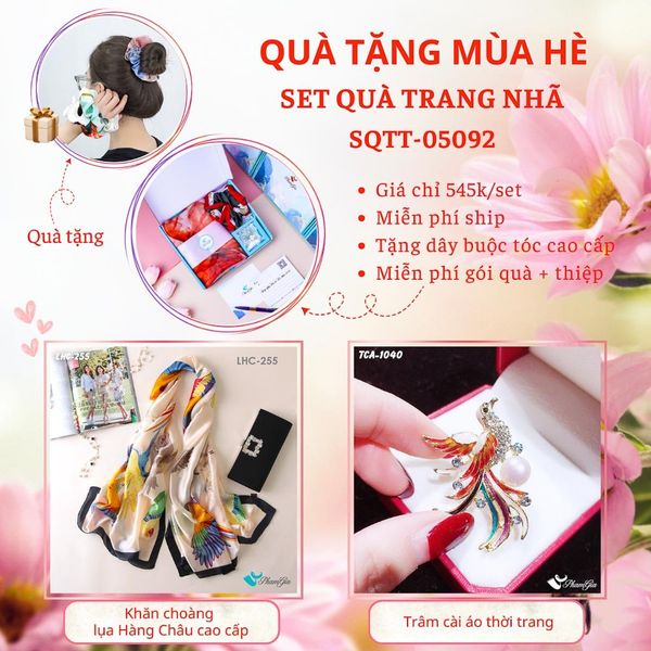 Quà Tặng Mùa Hè - Set Quà Tặng Khăn Lụa Và Ghim Cài Áo Trang Nhã (SQTT05092)