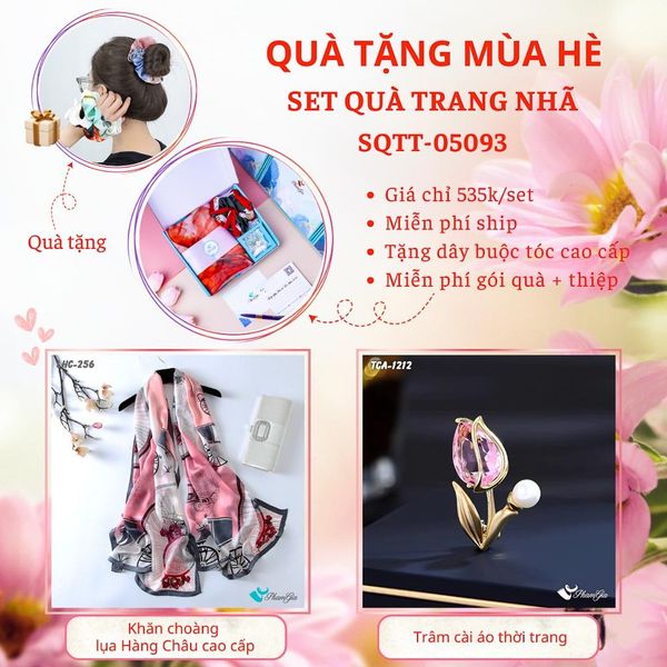 Quà Tặng Mùa Hè - Set Quà Tặng Khăn Lụa Và Ghim Cài Áo Trang Nhã (SQTT05093)