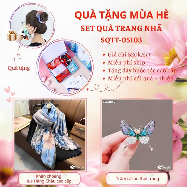 Quà Tặng Mùa Hè - Set Quà Tặng Khăn Lụa Và Ghim Cài Áo Trang Nhã (SQTT05103)