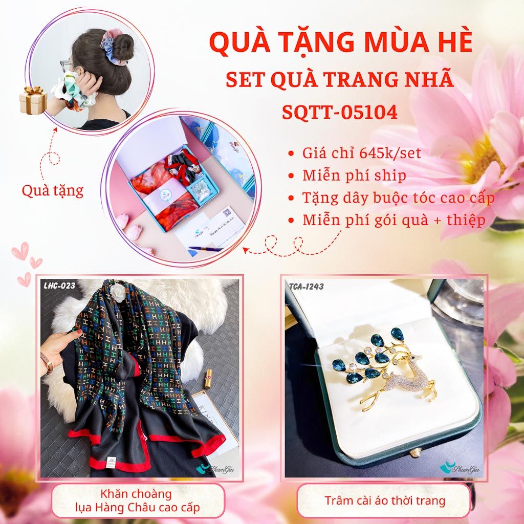 Quà Tặng Mùa Hè - Set Quà Tặng Khăn Lụa Và Ghim Cài Áo Trang Nhã (SQTT05104)
