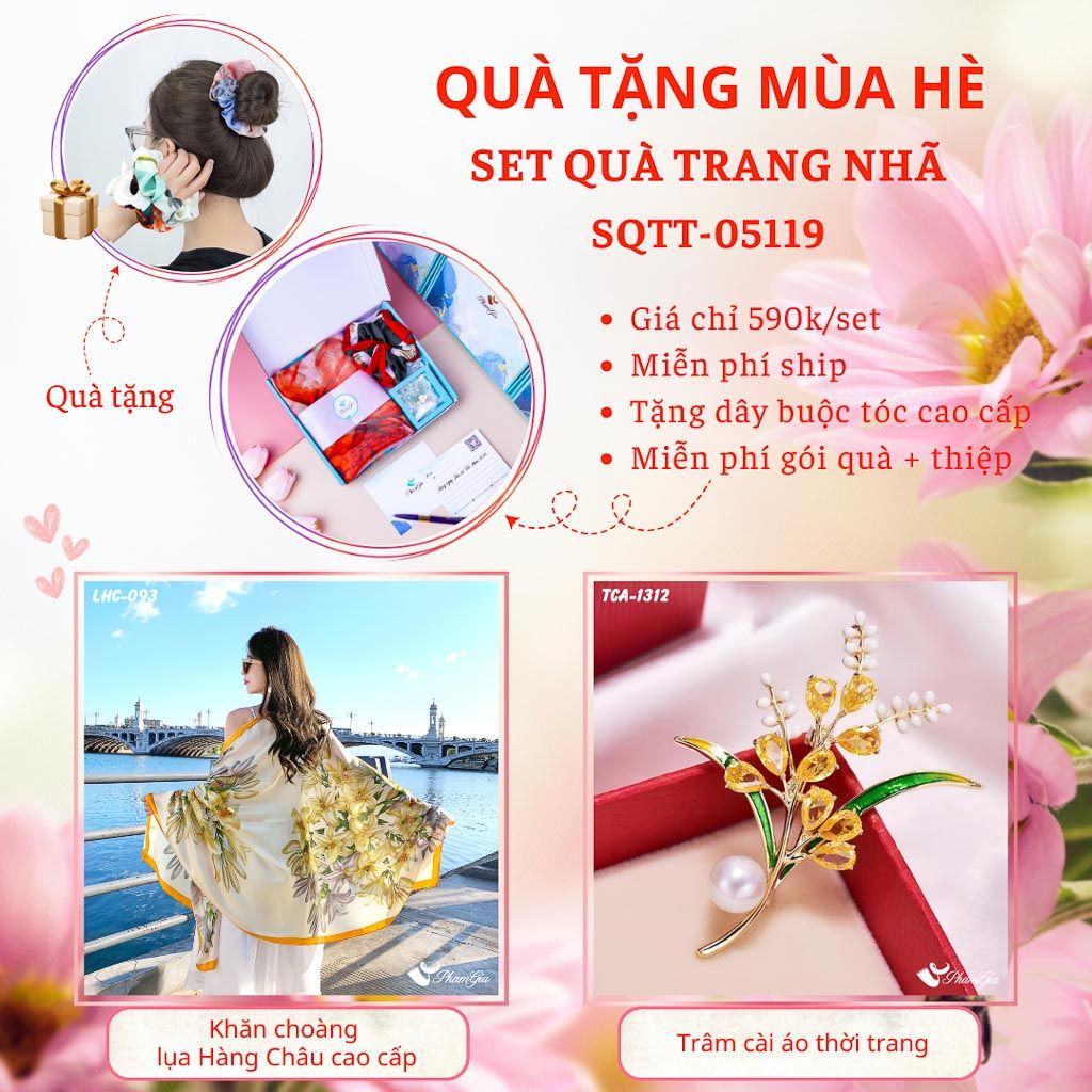 Quà Tặng Mùa Hè - Set Quà Tặng Khăn Lụa Và Ghim Cài Áo Trang Nhã (SQTT05119)