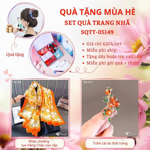 Quà Tặng Mùa Hè - Set Quà Tặng Khăn Lụa Và Ghim Cài Áo Trang Nhã (SQTT05149)