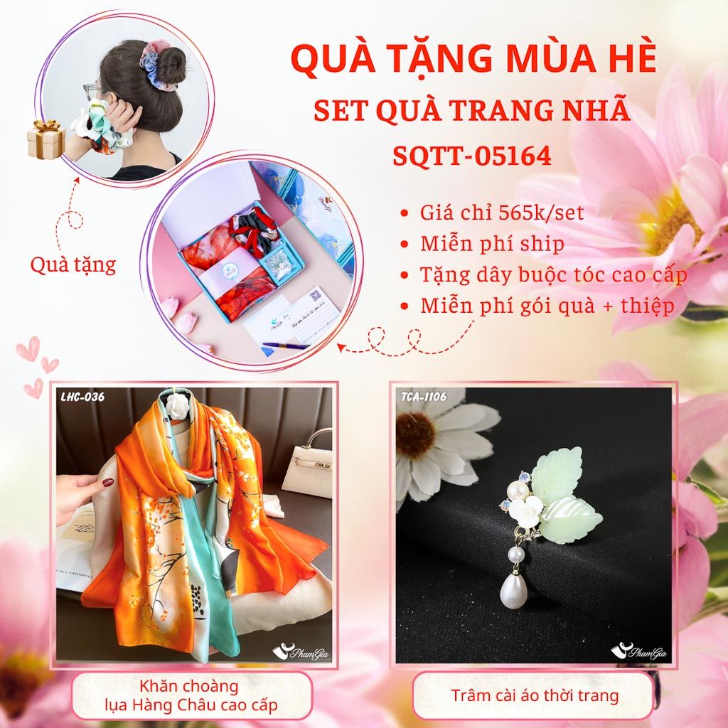 Quà Tặng Mùa Hè - Set Quà Tặng Khăn Lụa Và Ghim Cài Áo Trang Nhã (SQTT05164)