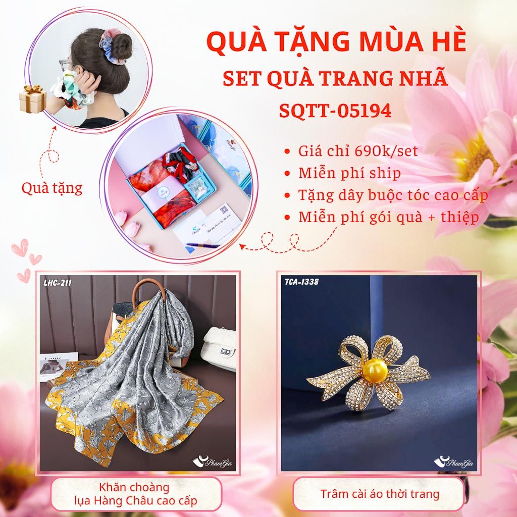 Quà Tặng Mùa Hè - Set Quà Tặng Khăn Lụa Và Ghim Cài Áo Trang Nhã (SQTT05194)